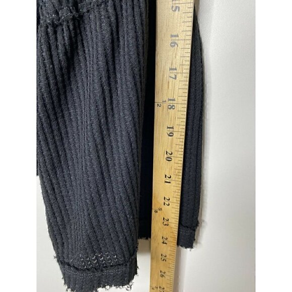 Free People Top Size S Women's Waffle Knit DAHLIA Black Long Bell Sleeves Blouse - Picture 9 of 10